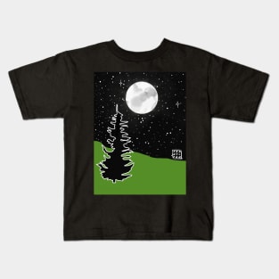 Pine Tree Moon Kids T-Shirt